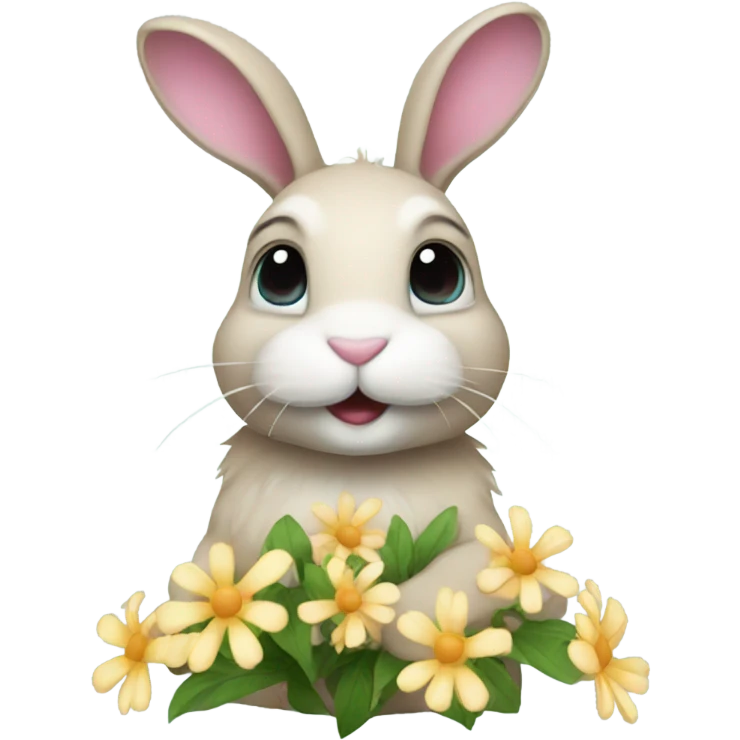 bunny wearing flower emoji