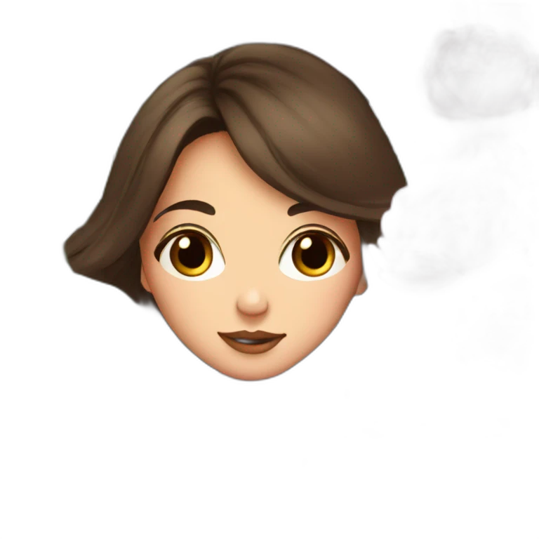 brunette girl smells flowers peonies emoji