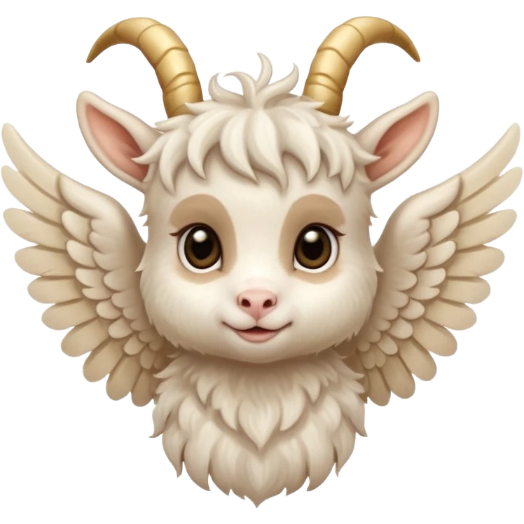 beige cute baby goat face with angel wings  emoji