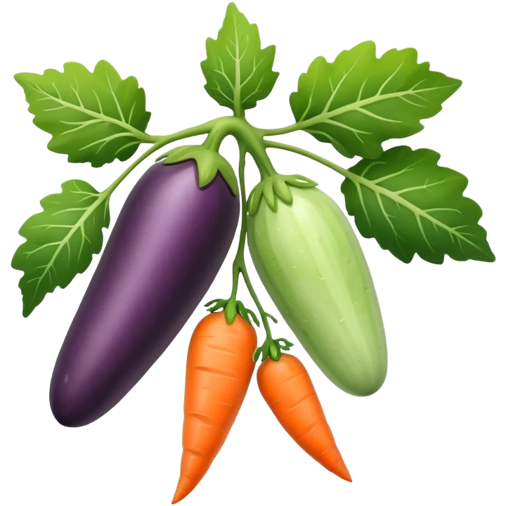 eggplant cucumber carrot on a tree branch emoji