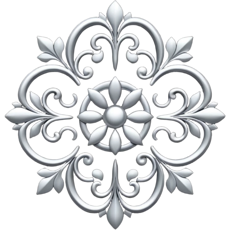 Black and silver filigree design, 3D, extremely detailed design emoji