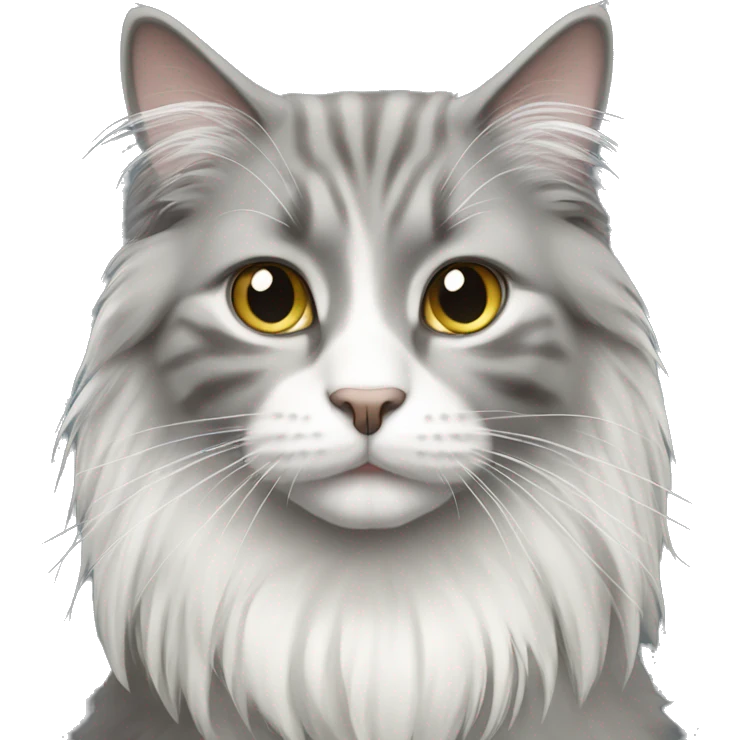 Gray and white long haired cat emoji