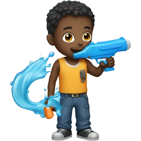 Boy holding water gun emoji