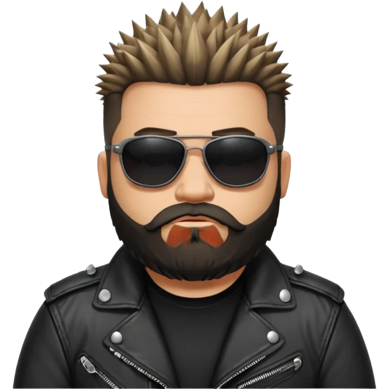 biker gang with black sunglass and rugged and fat guy bearded spicks hair black jacket emoji