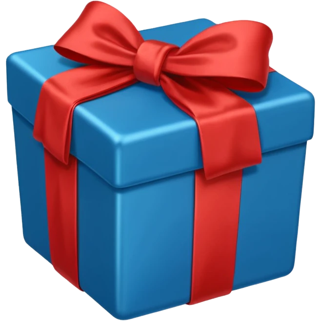 blue box with a red bow emoji