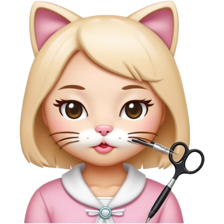  hello Kitty sanro cat, with her eyes closed getting her eyelashes done with a spoolie  emoji