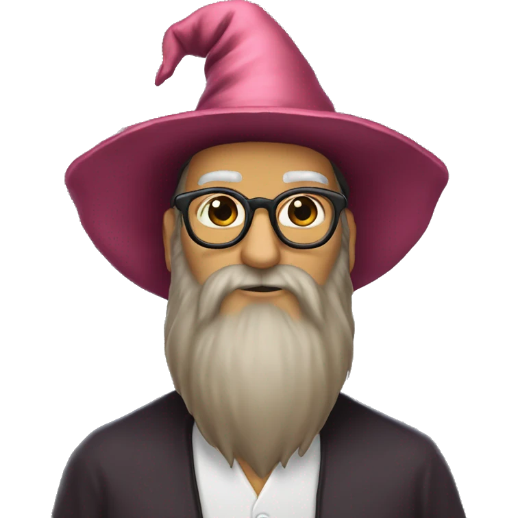 rose colored glasses long beard  wizard hat emoji