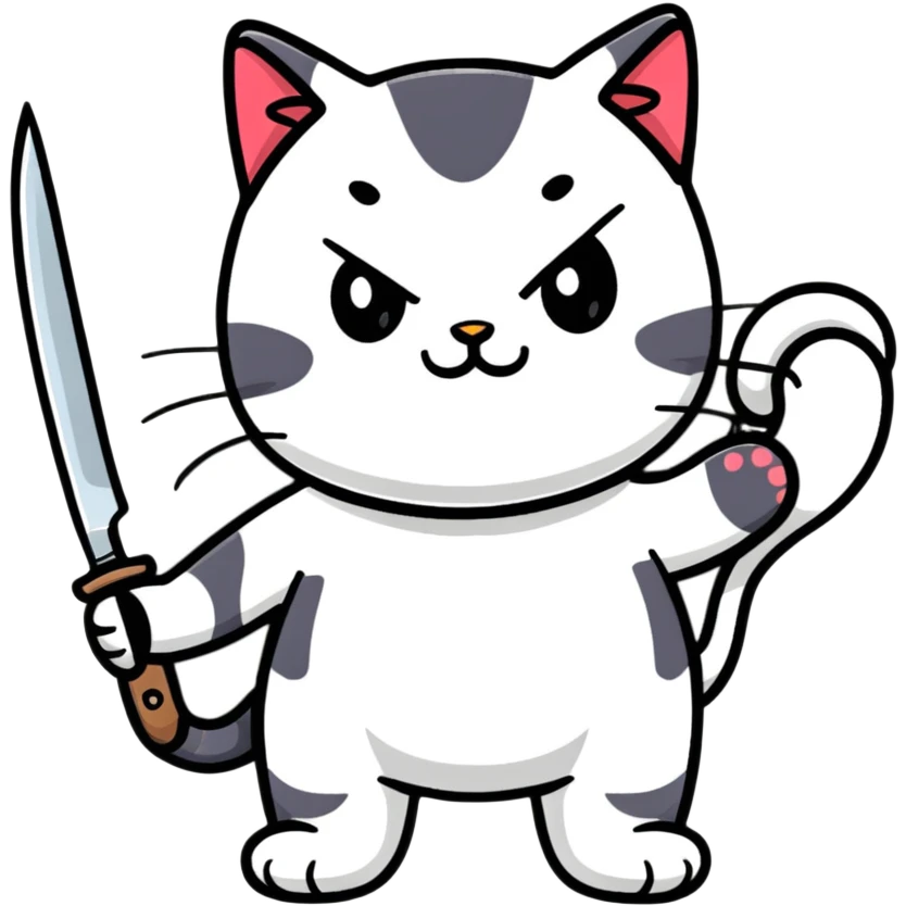 cute cat with a knife emoji
