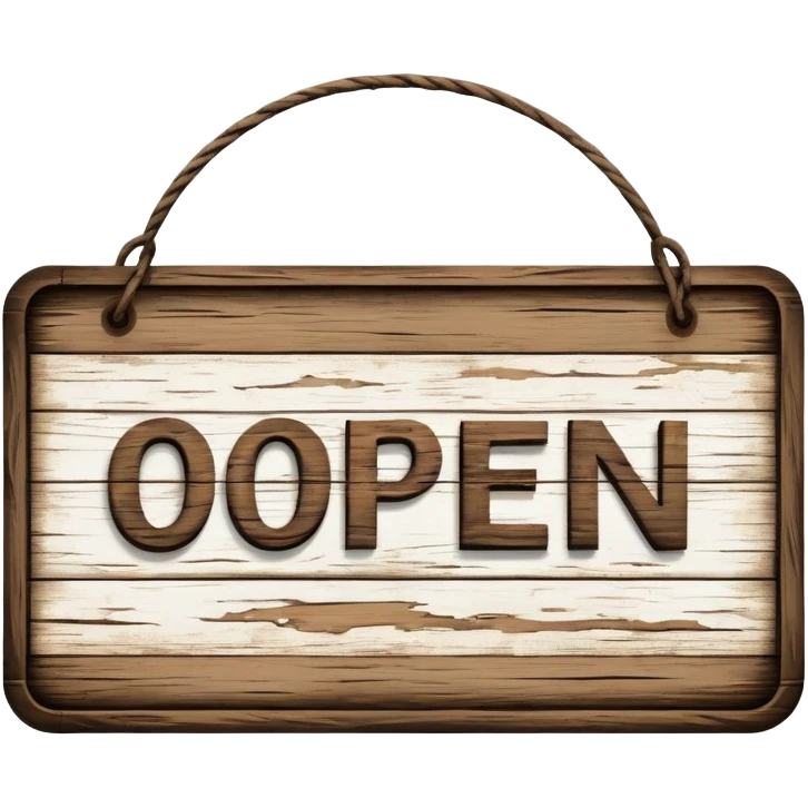 rustic wooden open sign emoji