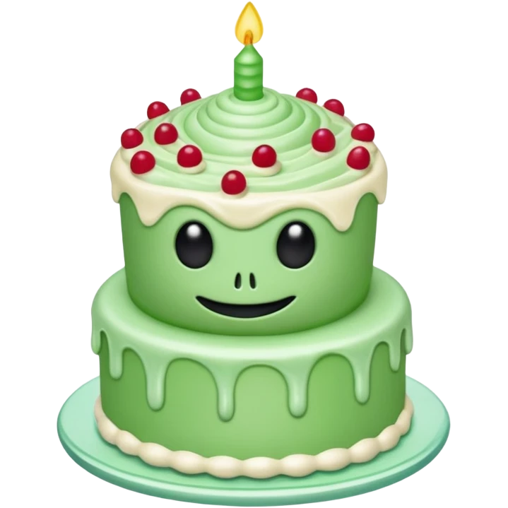 alien holding a cake emoji