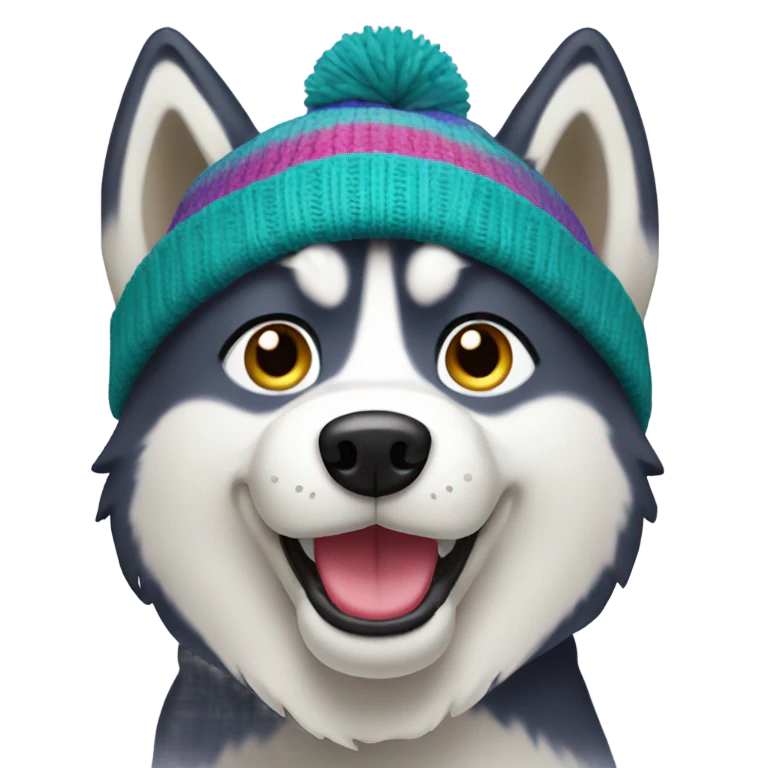 Husky wearing beanie  emoji