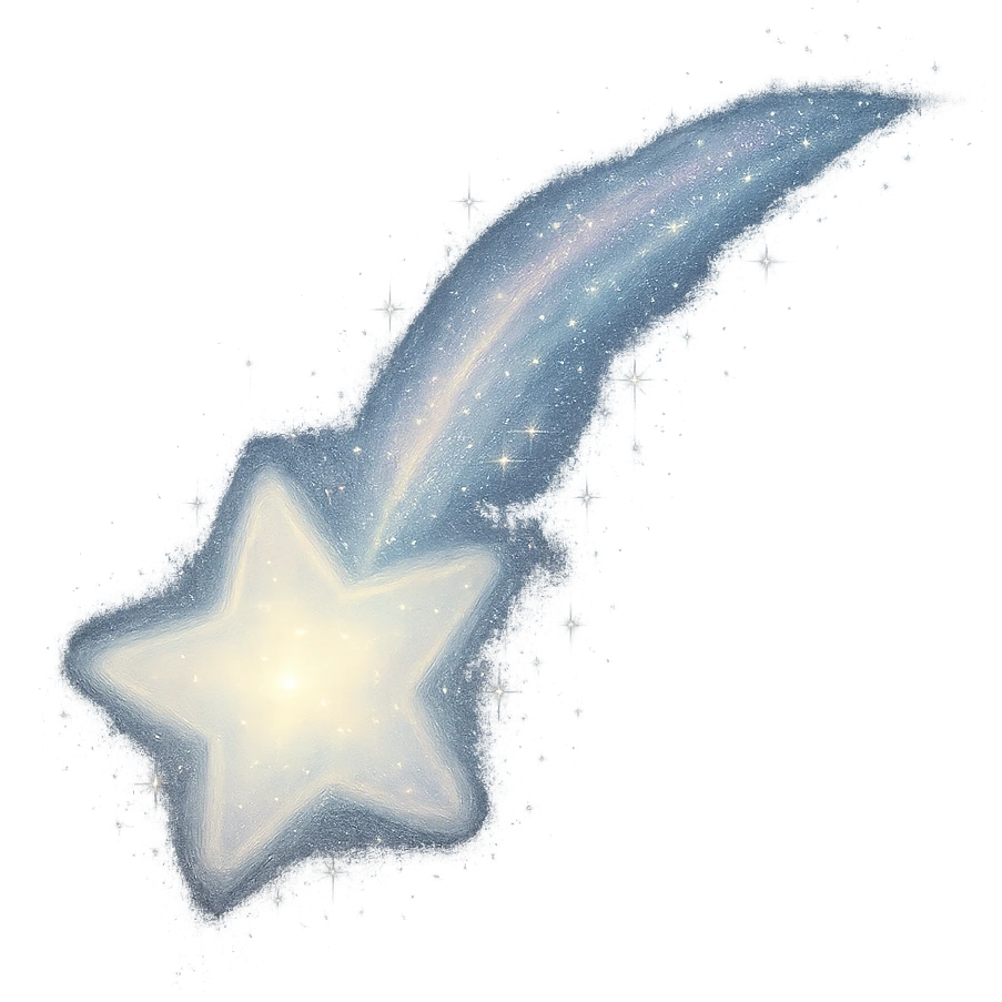 celestial shooting star with a glowing trail, whimsical emoji