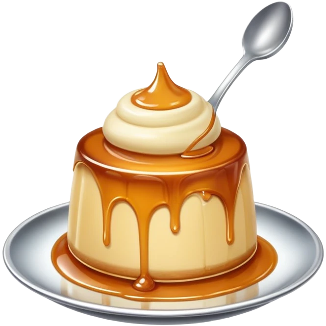 Caramel Pudding with tea spoon emoji