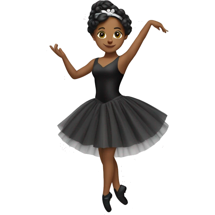 una bailarina blanca con traje negro, una peineta en la cabeza y en una pose emoji