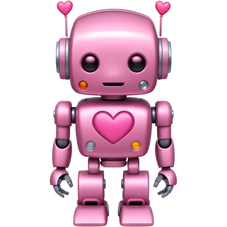 cute pink robot with hearts pink emoji