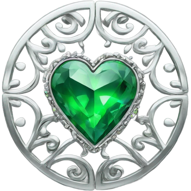 Silver grills with green crystal stone hearts emoji