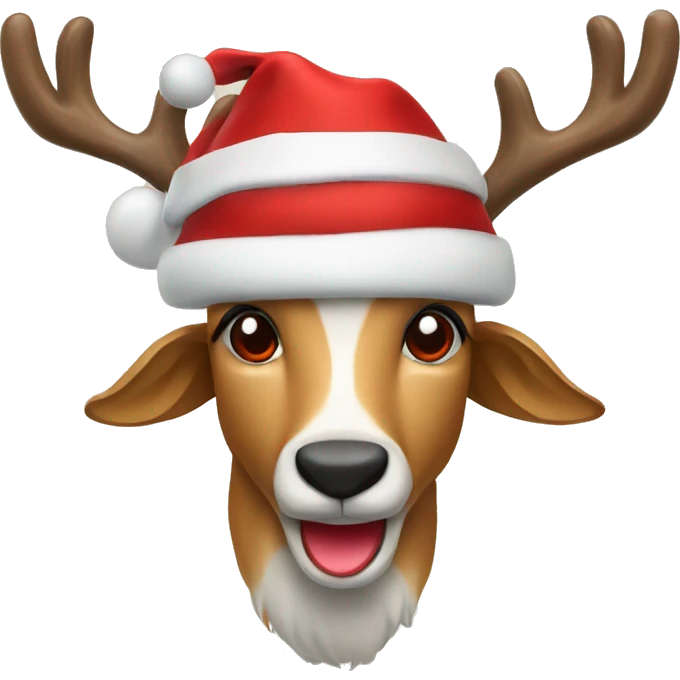 Reendeer with red nose and christmas hat  emoji