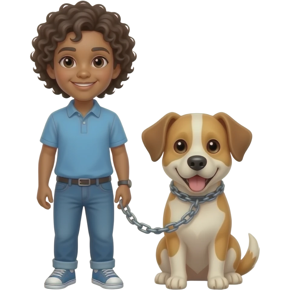 🧑🏼‍🦱+ 🐕 =⛓️ emoji