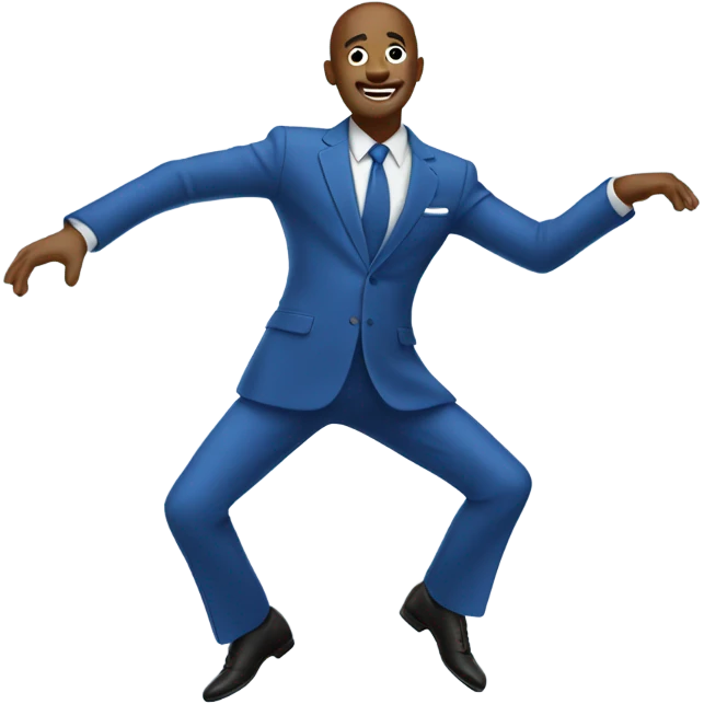 Dancing man in a blue suit emoji