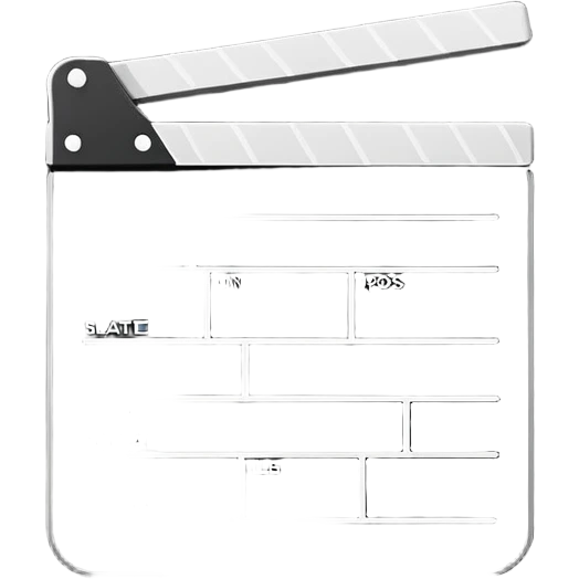 absolute minimalist film slate icon, just geometric shapes, 3-4 lines only emoji