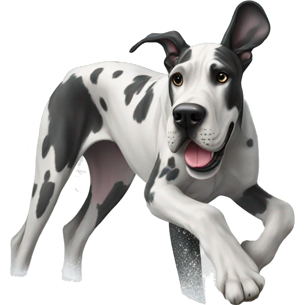 Great Dane playing in snow emoji