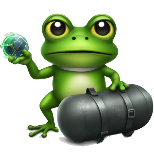 A frog holding a nuclear bomb emoji