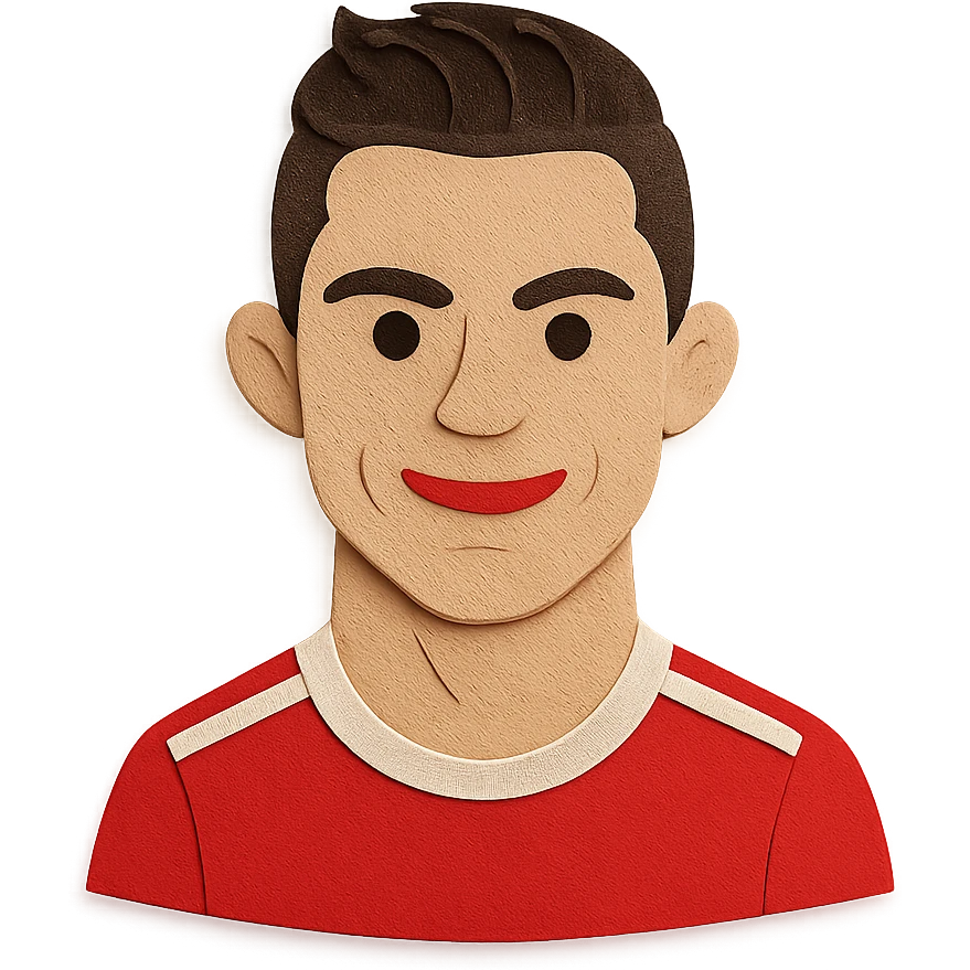 Cristiano Ronaldo as a paper craft icon, layered paper effect, simplified emoji