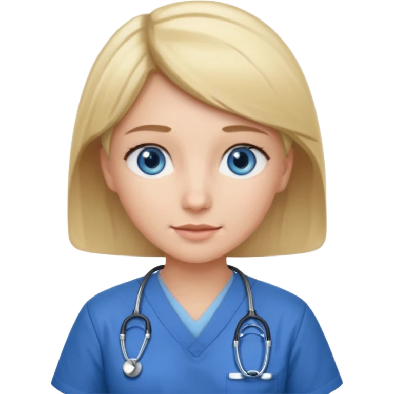 Nurse blue eyes short blond blue scrubs emoji