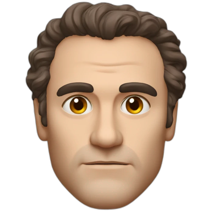 head and shoulders joaquin phoenix with red t-shirt with word "Nenno" emoji