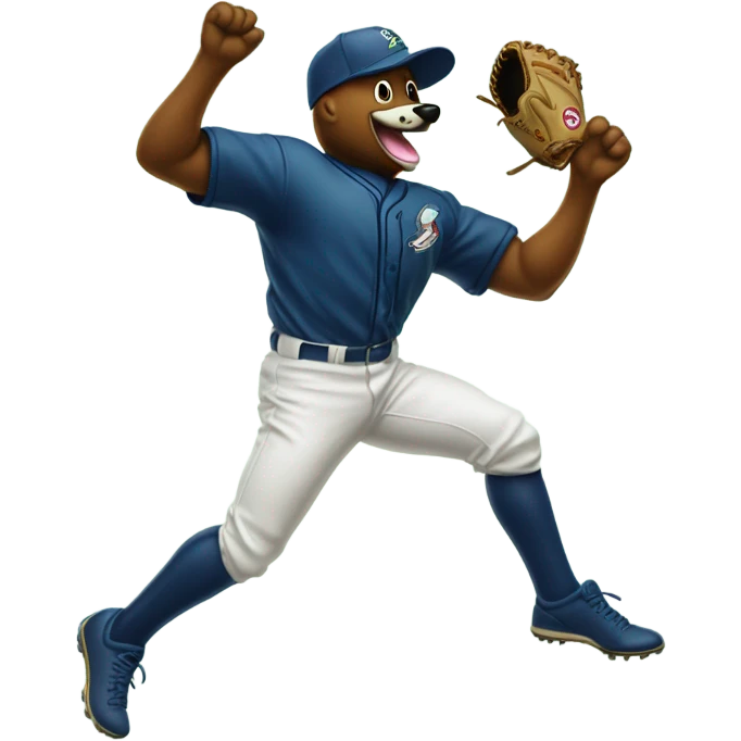 A dog doing the Griffey emoji