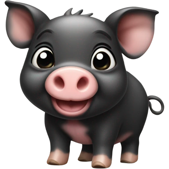 Cute baby black pig smiling emoji