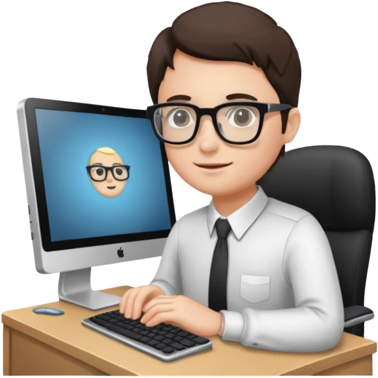isometric, image of someone sitting at a computer desk emoji