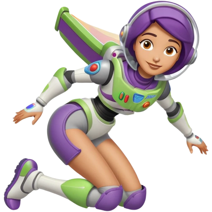 Middle eastern Short lady with buzz lightyear knee pads emoji