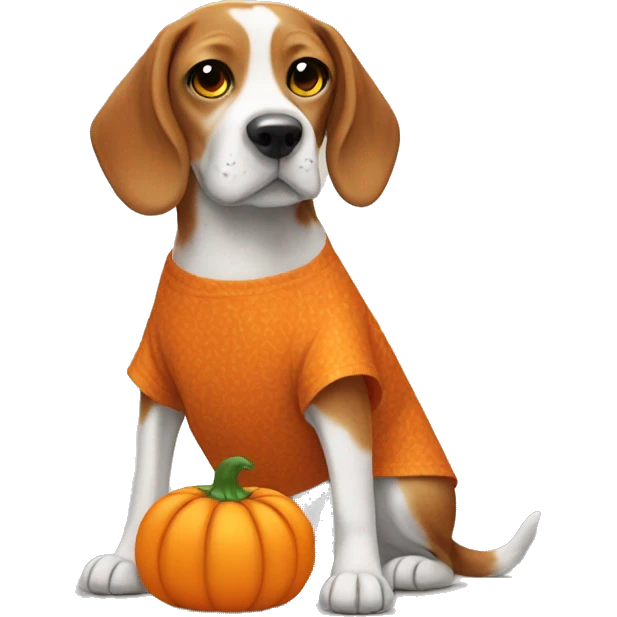 Beagle wearing a pumpkin dress emoji