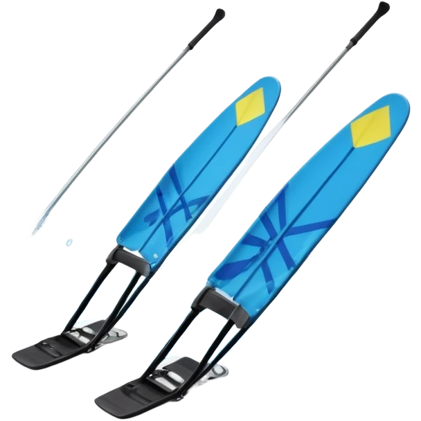 An icon featuring a close-up collage of water skis, splashing water across the surface. The design highlights the motion of the skis cutting through the water. Transparent background emphasizes the thrill of water skiing. emoji