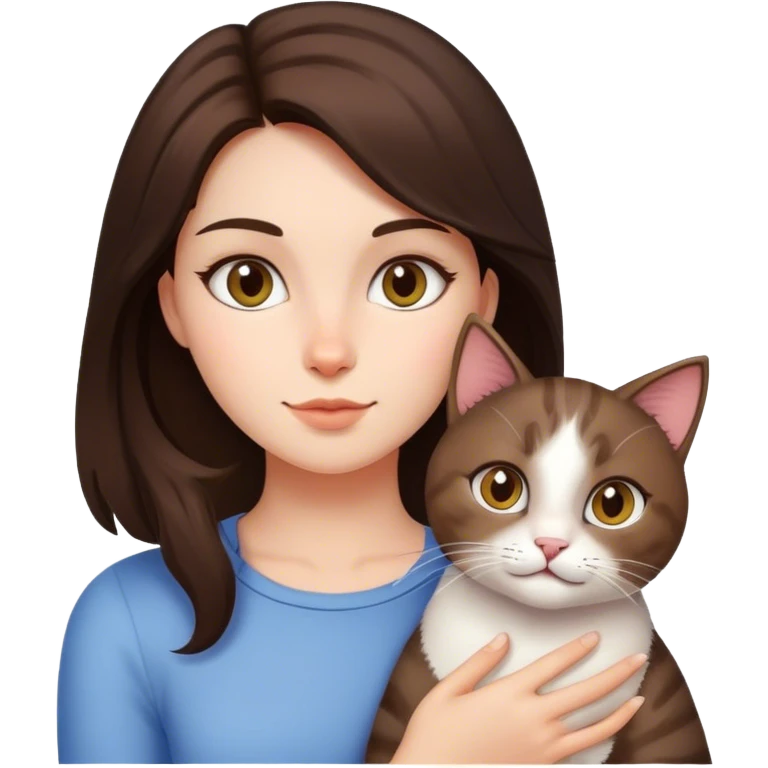 brunette girl with cat  emoji