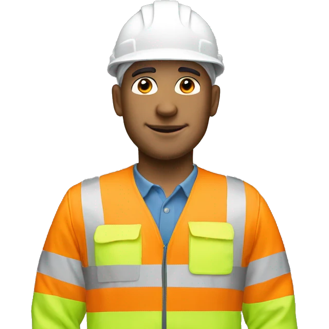 White Engineer with all white hat and orange hivis emoji