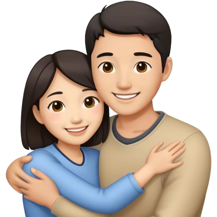 Asian couple cuddling emoji