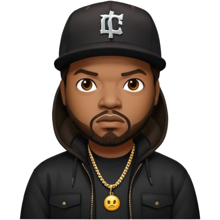 Ice Cube, Rapper with dark brown hair, black outfit emoji