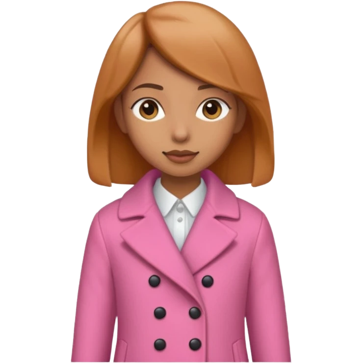 A caramel skinned girl that’s skinny and wears a pink coat  emoji