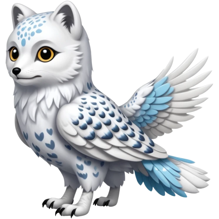 Arctic-Fox-Snow-Leopard-Snowy-Owl-hybrid, full body  emoji