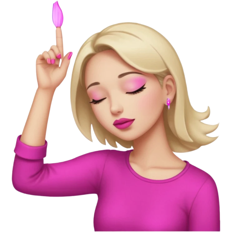 Yellow circle emoji sighing and drumming fingers up the side of their head the eye is closed it is a side profile pink lipstick and pink nails emoji