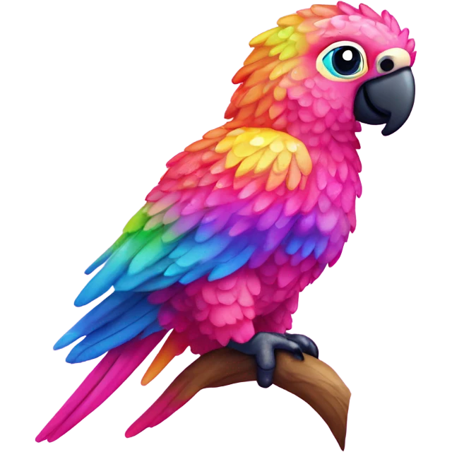 Lisa frank rainbow sparkly pink parrot  emoji