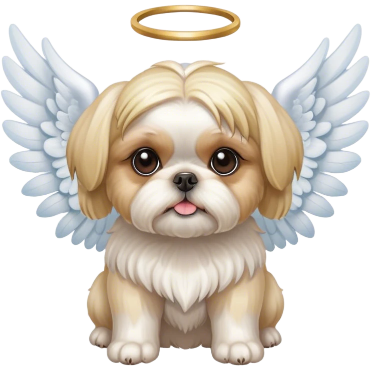 Blonde Shih Tzu with angel wings emoji
