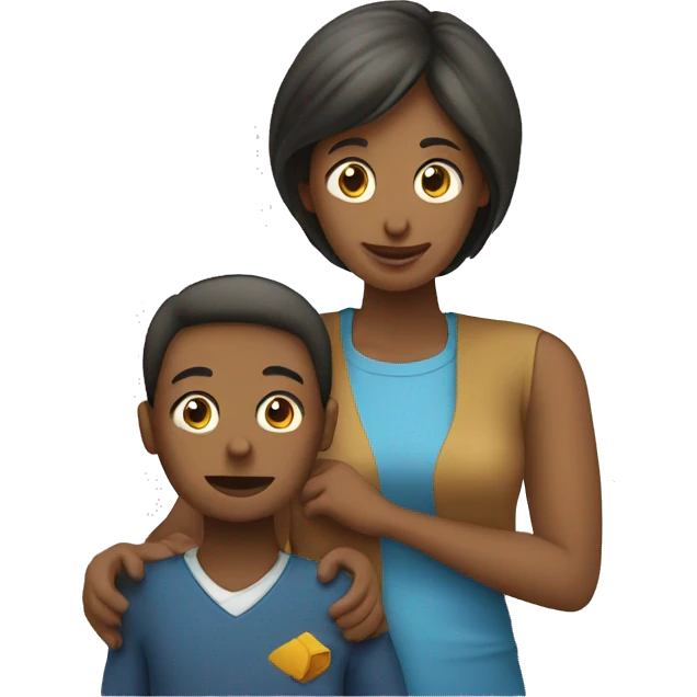 mom following his child to educate him emoji