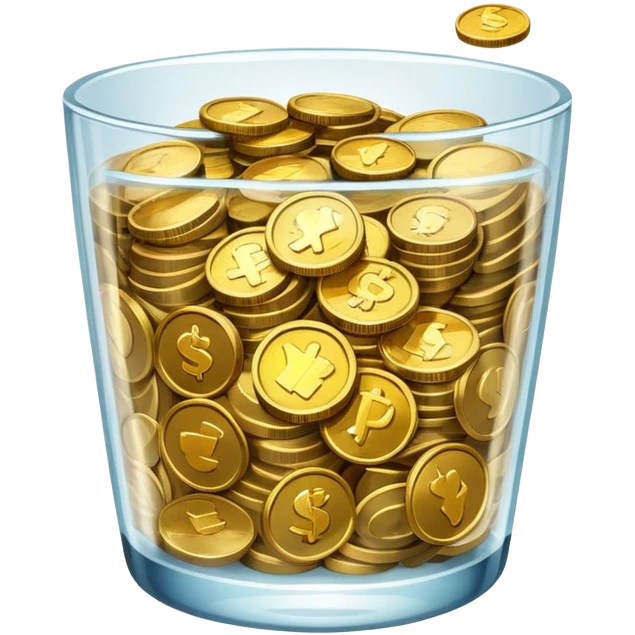 glass filled with coins emoji