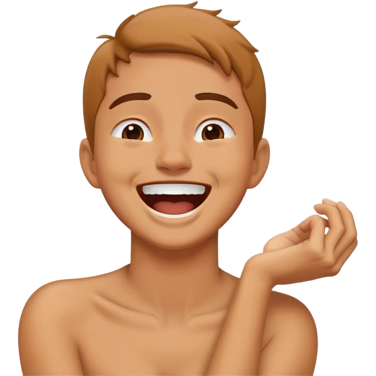 a person grabbing their neck and laughing  emoji