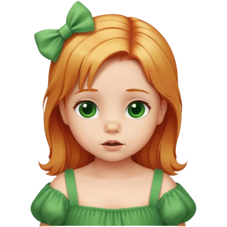 baby girl with blonde red hair green dress emoji