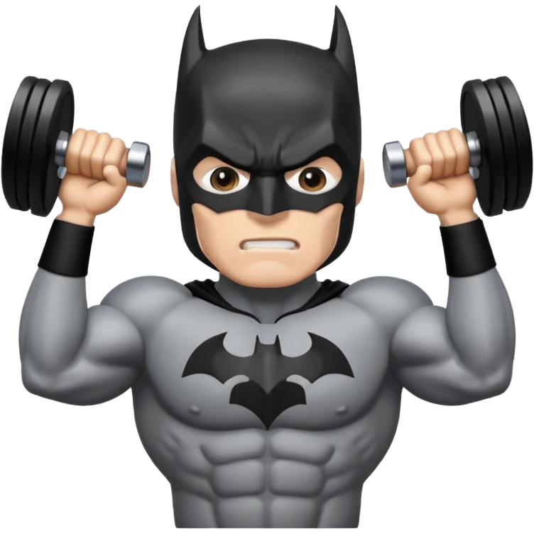 Batman lifts dumbbells emoji