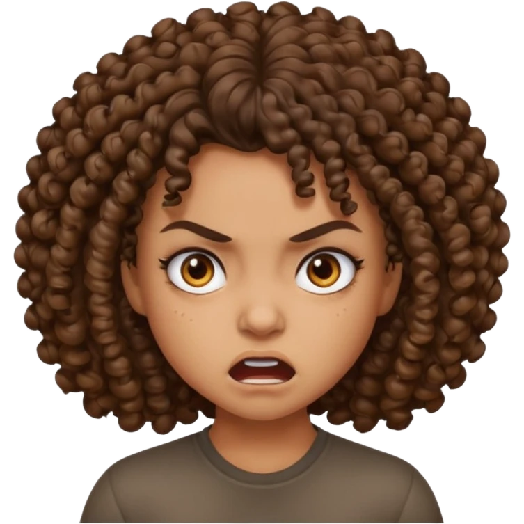 curly head mixed girl mad emoji